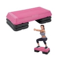 thumbnail image 1 of Signature Fitness Adjustable Aerobic Step Platform with 4 Risers, Non-Slip Stepper for Home Gym Workouts – 16", 28", 43", Pink/Blue/Gray, 1 of 5