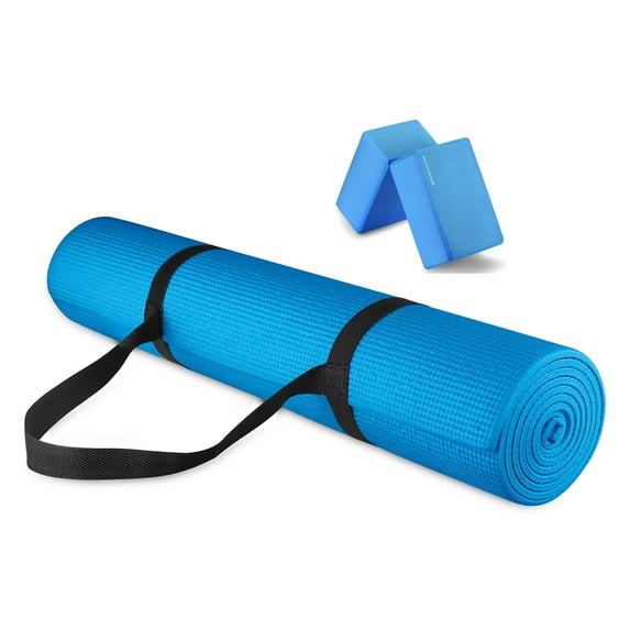 Signature Fitness All Purpose High Density No Tear Exercise Yoga Mat, Blue