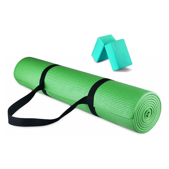 Signature Fitness All Purpose High Density No Tear Exercise Yoga Mat, Green