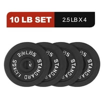 Signature Fitness Cast Iron Weight Plates, 1-Inch Hole, 2-Pack or 4-Pack Options (2.5LB–45LB), Black with Silver Numbers, for Standard Barbells, Dumbbells & Home Gym Strength Training