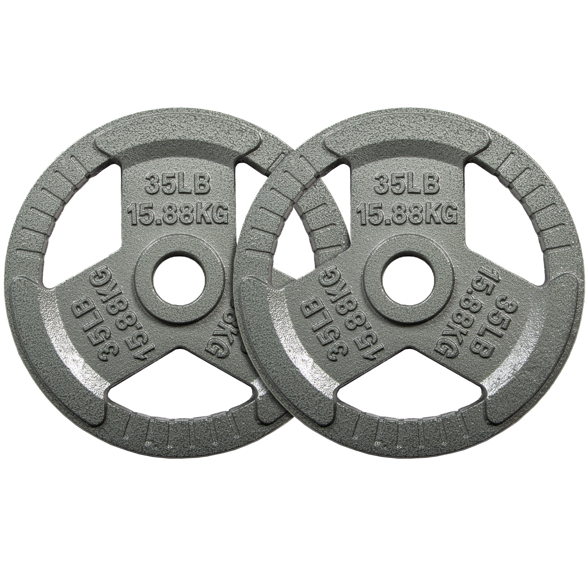 Signature Fitness Cast Iron Weight Plates for Strength Training, Fits 2-Inch Barbell, Multiple Size Options