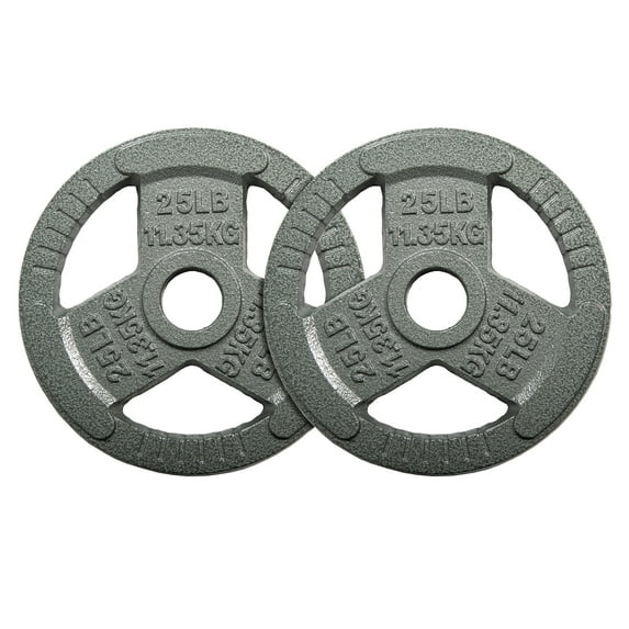 Signature Fitness Cast Iron Weight Plates for Strength Training, Fits 2-Inch Barbell, Multiple Size Options