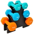 thumbnail image 1 of Signature Fitness Colorful Neoprene Dumbbell Set with Stand, 3lb 5lb 8lb Hand Weights for Home Gym, 1 of 2