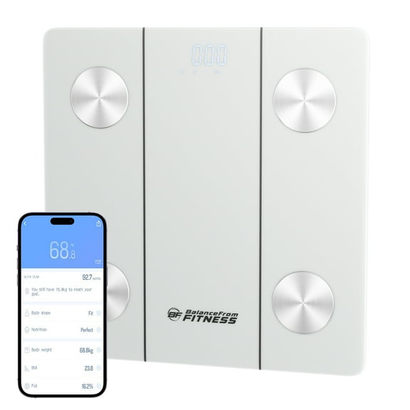 Signature Fitness Digital Body Weight Scale with LED Display, High Precision Electronic Bathroom Scale, 400 lbs Capacity, Black/White