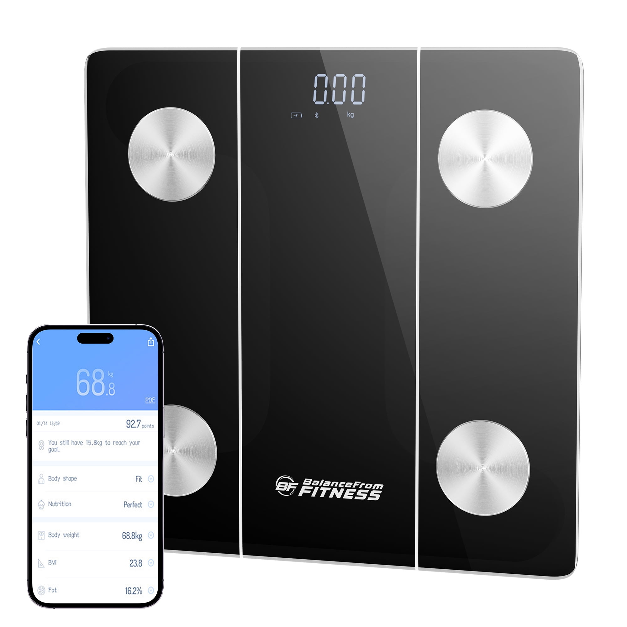 Signature Fitness Digital Body Weight Scale with LED Display, High Precision Electronic Bathroom Scale, 400 lbs Capacity, Black/White