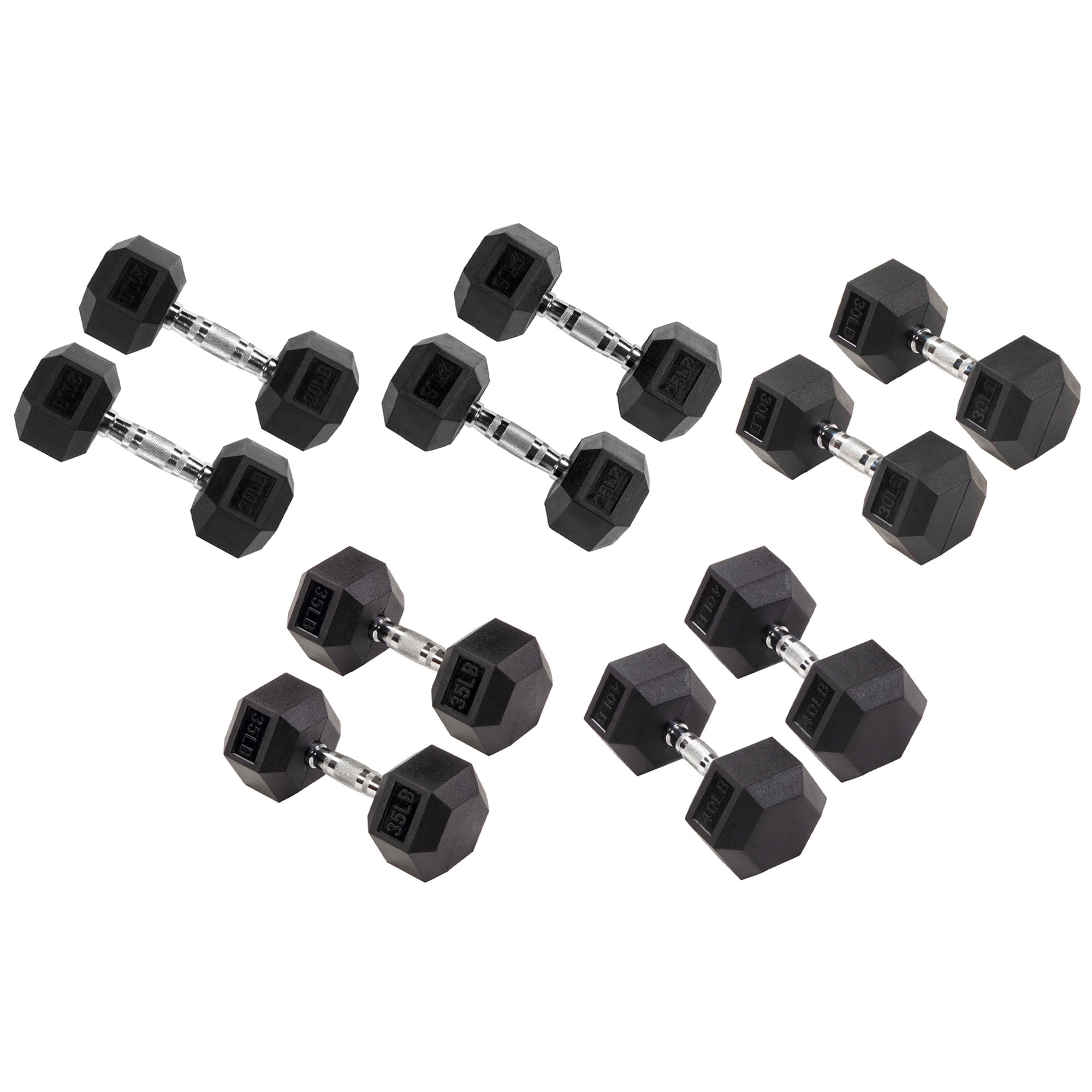 Signature Fitness Hex Dumbbells Strength Workout Equipment Set, 300 lbs