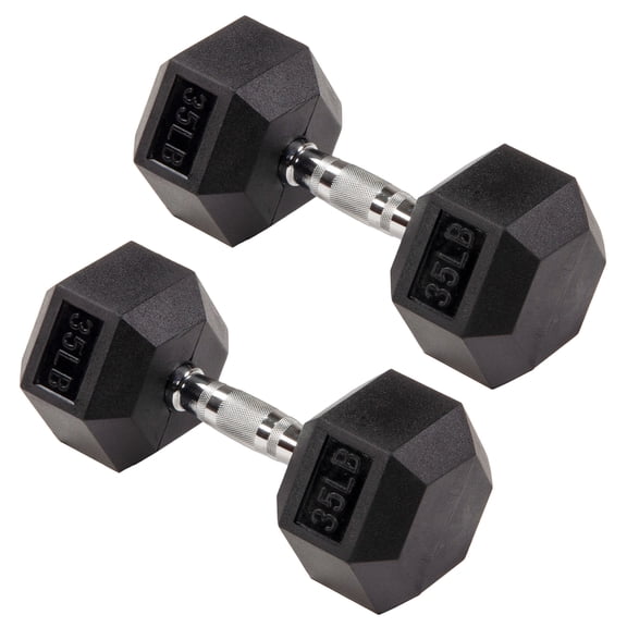 Signature Fitness Hex Dumbbells Strength Workout Equipment Set, 35 lbs