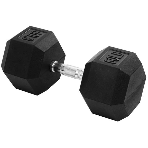 Signature Fitness Hex Single Dumbbell Strength Workout Equipment, 60 lb