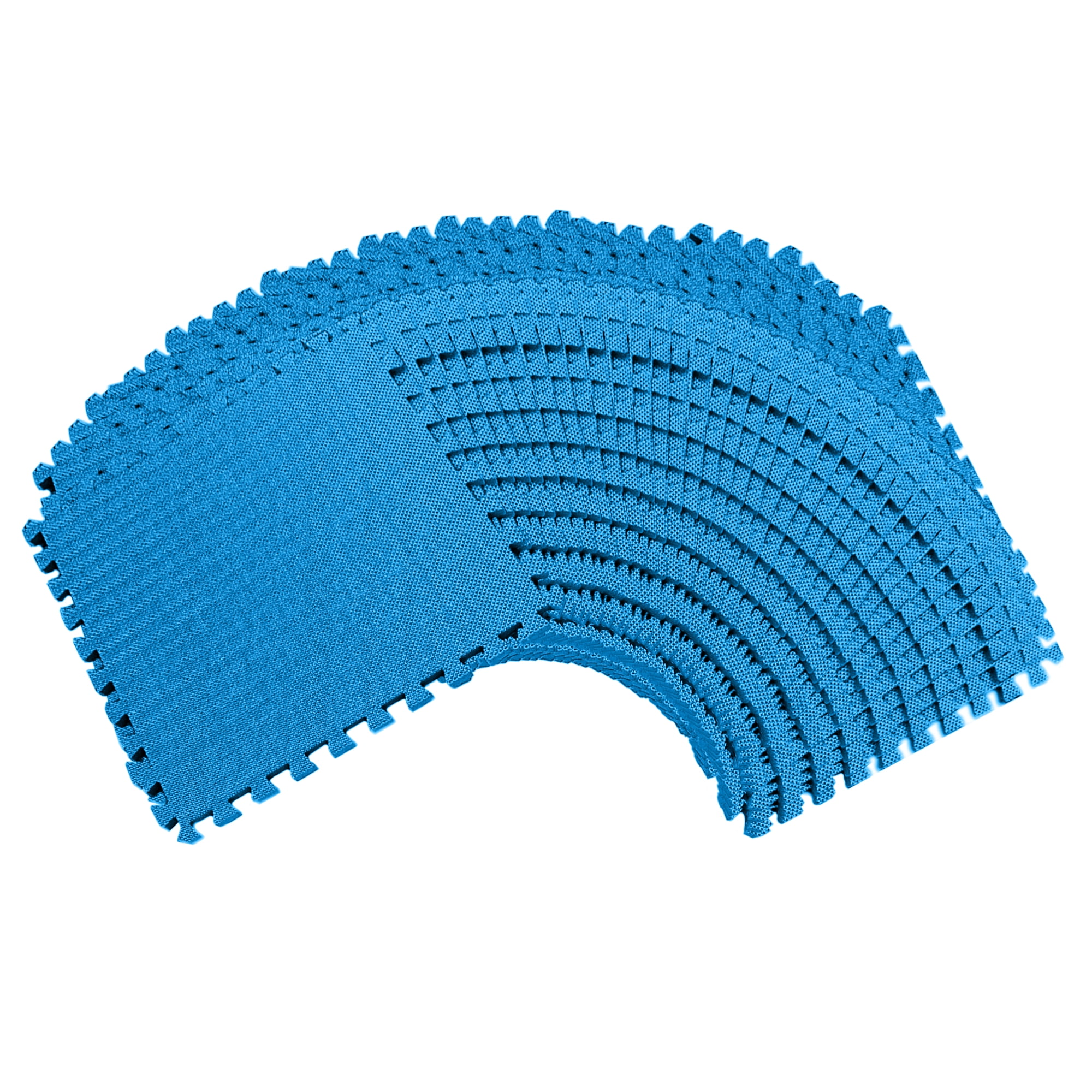 Signature Fitness Interlocking EVA Foam Floor Mats, 63x63cm, Blue/Black/Gray, Five-Line, Leaf, and Cross Texture, Protective Exercise Mat for Home Gym