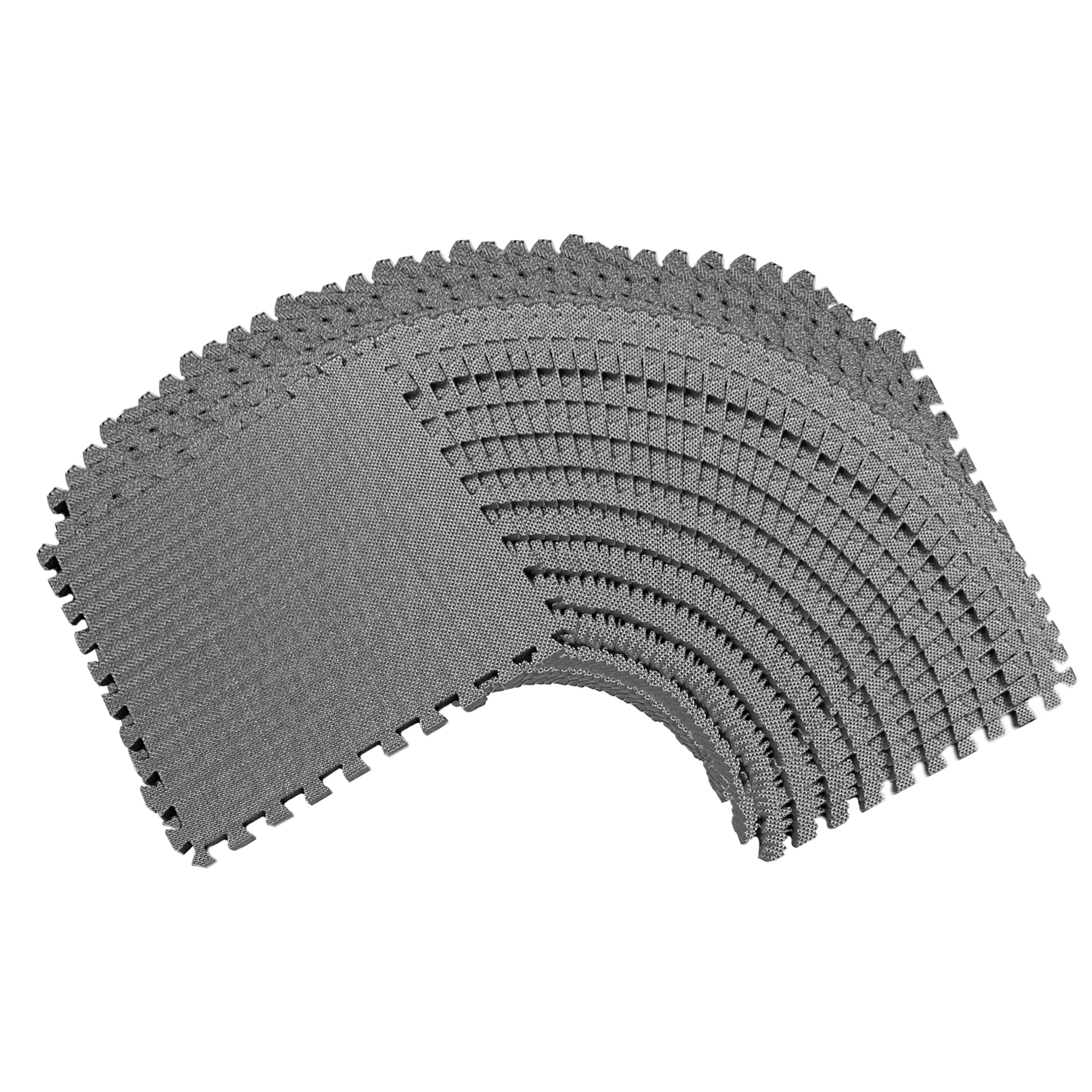 Signature Fitness Interlocking EVA Foam Floor Mats, 63x63cm, Blue/Black/Gray, Five-Line, Leaf, and Cross Texture, Protective Exercise Mat for Home Gym