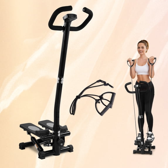 Signature Fitness Mini Stepper with Resistance Bands, Compact Stair Stepper for Full Body Workout