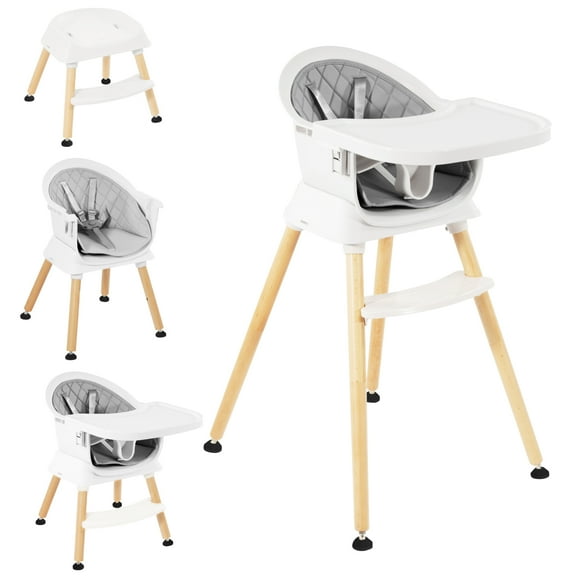 Signature Fitness Multi-Purpose Wooden High Chair,Modern Baby and Toddler Feeding Chair, Easy-to-Clean,with Adjustable Design
