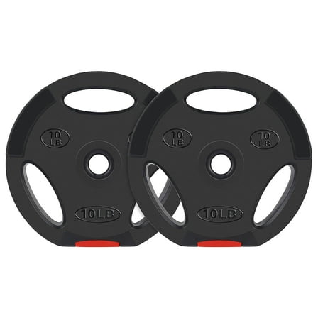 Signature Fitness Standard 10 Pound Coded Weight Plate, Black (Set of 2)