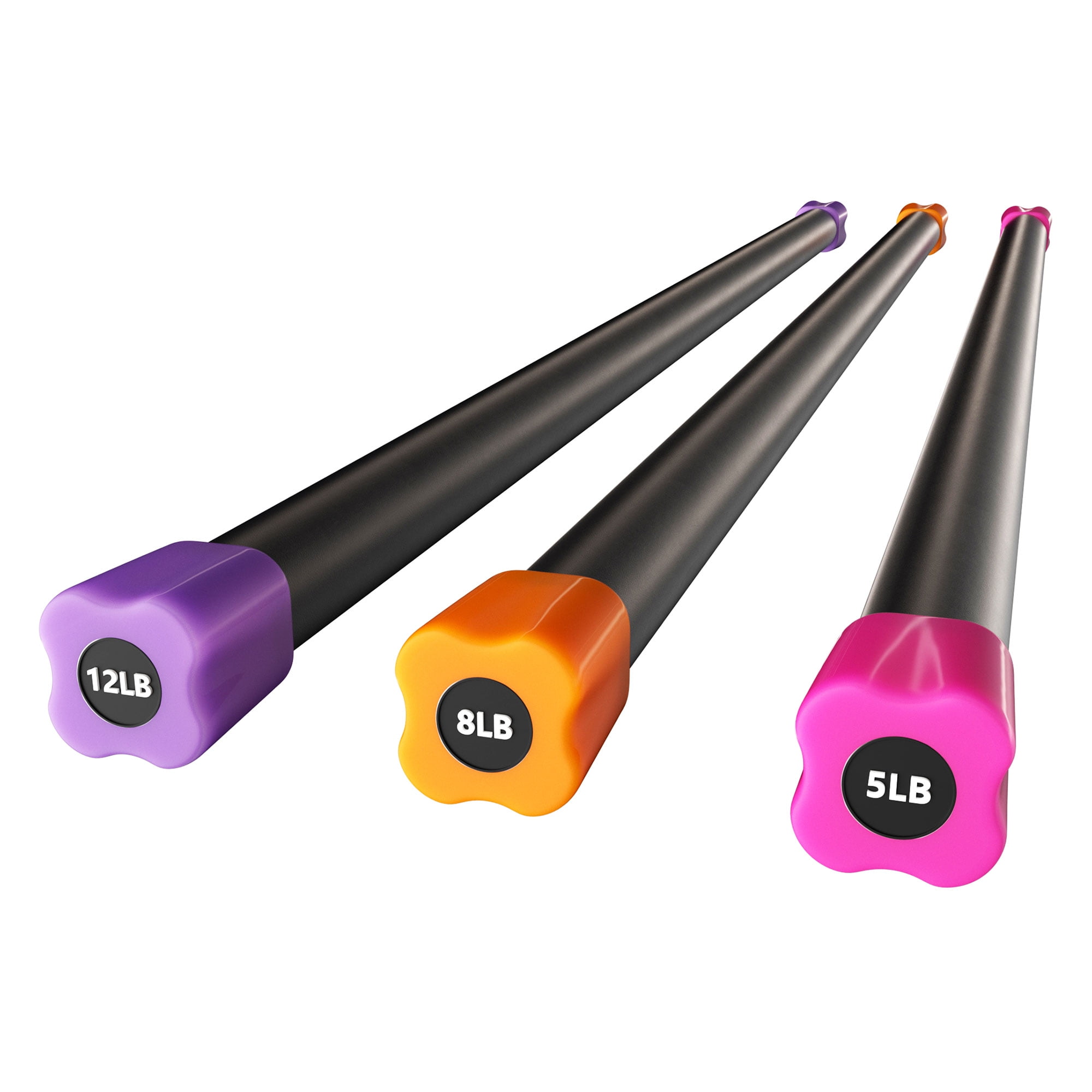 Signature Fitness Total Body Workout & Exercise Weighted Bar w/Grip, 3 Pack