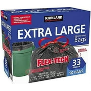 Signature Flex-Tech 33-Gallon Extra Large Drawstring Trash Bags, 90-Count (90-Pack)
