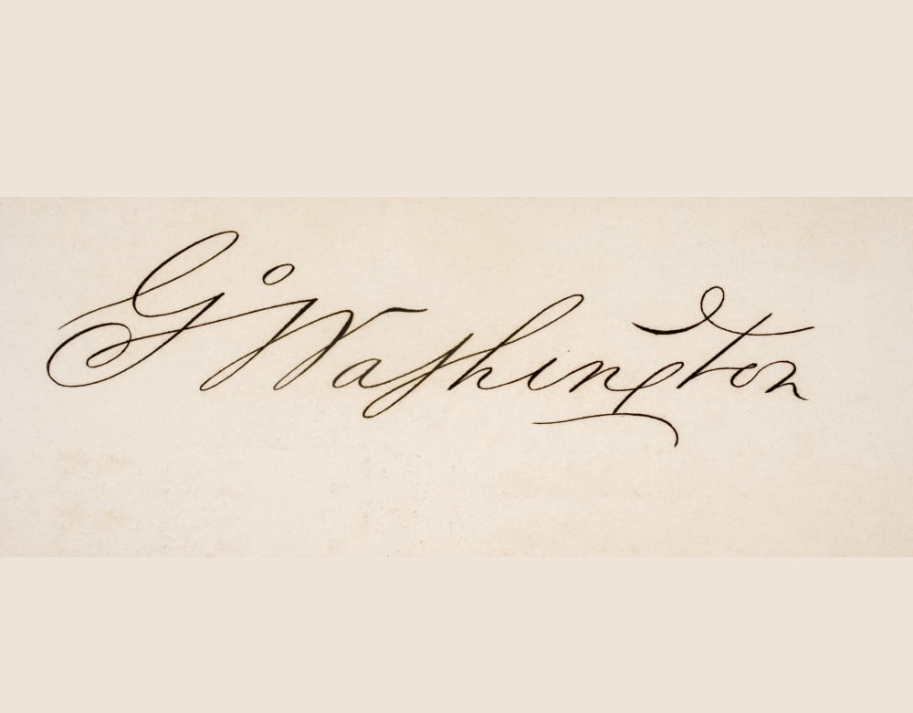 Signature Of George Washington 1732 To 1799 First President Of The United States Of America Father Of The Nation Canvas Art - Ken Welsh Design Pics (32 x 24)