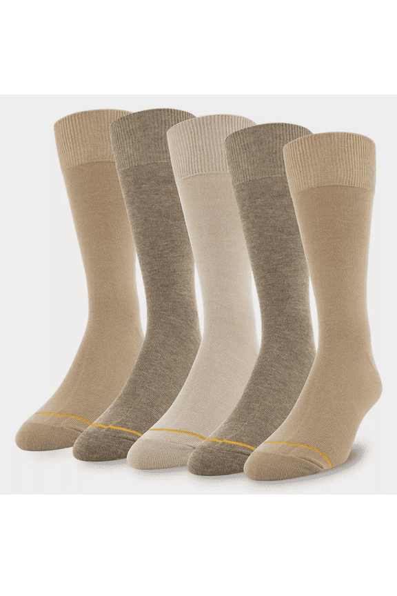 Signature Gold by GOLDTOE Men's Flatknit Crew Socks 5pk - Khaki 6-12.5
