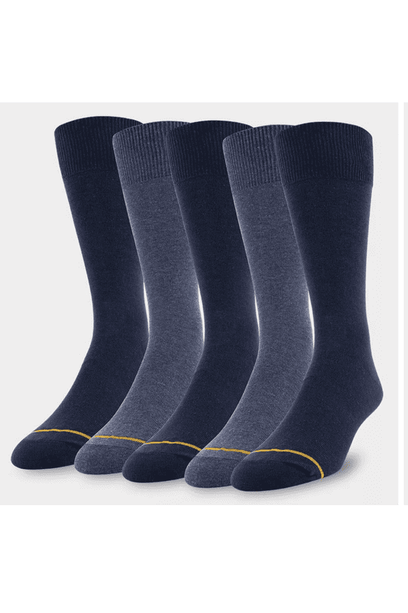 Signature Gold by GOLDTOE Men's Flatknit Crew Socks 5pk - Navy 6-12.5