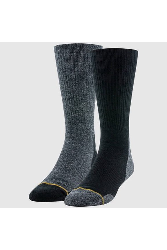 Signature Gold by Goldtoe Men's Crew Boot Socks 2pk - Black/Gray/Charcoal 6-12