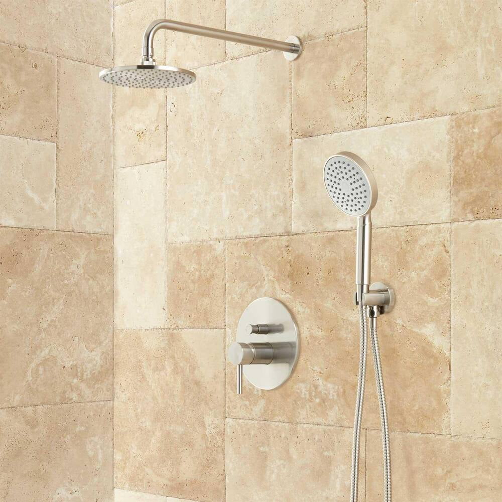 Signature Hardware 416163 Lattimore Shower System with Rainfall Shower Head & Hand Shower - Brushed Nickel