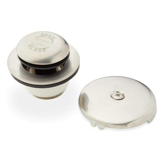 Signature Hardware 446707 Pop-Up Drain with Overflow Cover for Alcove Tub - Brushed Nickel