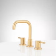 Open Box Signature Hardware 483894 Lexia 8 In. Widespread Double Handle Bathroom Faucet in Brushed Gold