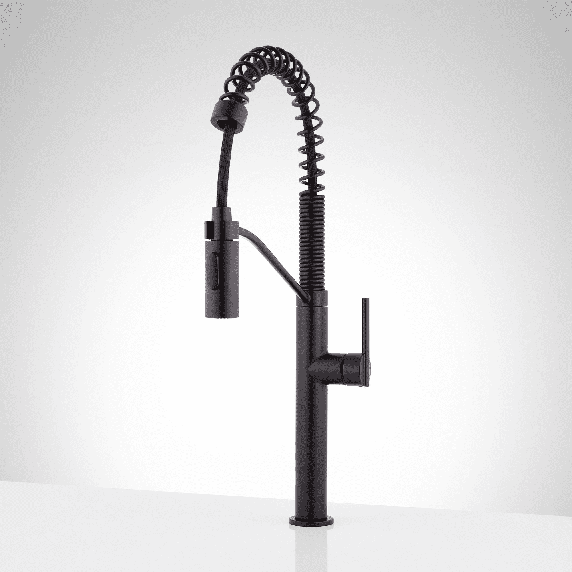 Signature Hardware 484057 Eiler 1.8 GPM Single Handle Deck Mounted Pre-Rinse Pull Down Kitchen Faucet, Matte Black