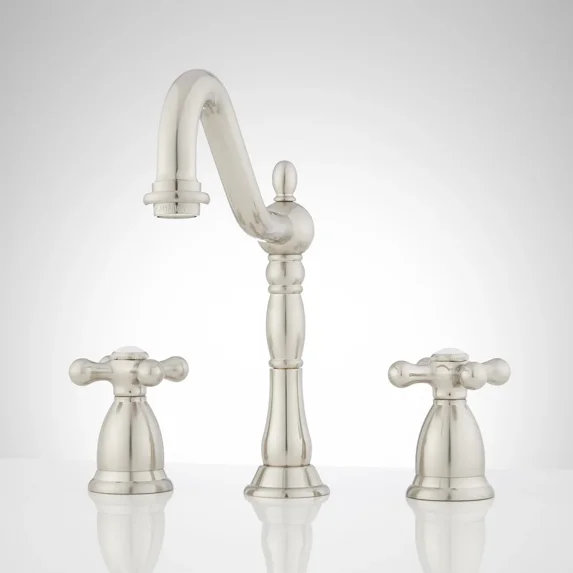 Signature hardware 329417 900890 Victorian Widespreed Bathroom Faucet Croos handles, Brushed Nickel