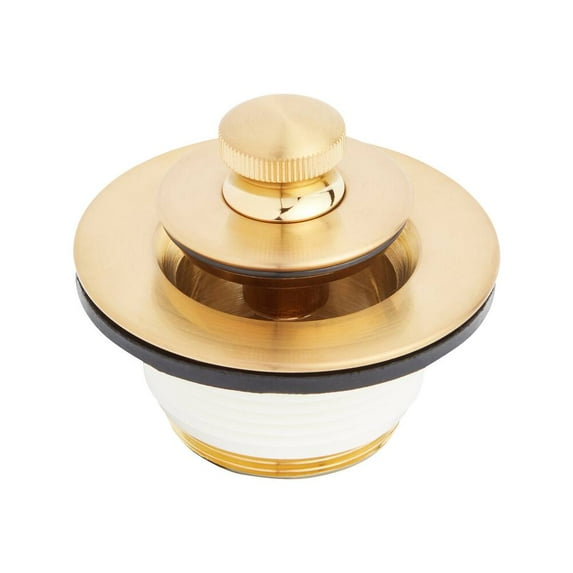 Open Box Signature Hardware 948037 Lift and Turn Tub Drain with Adapter Sleeve Brushed Gold Shower Accessories
