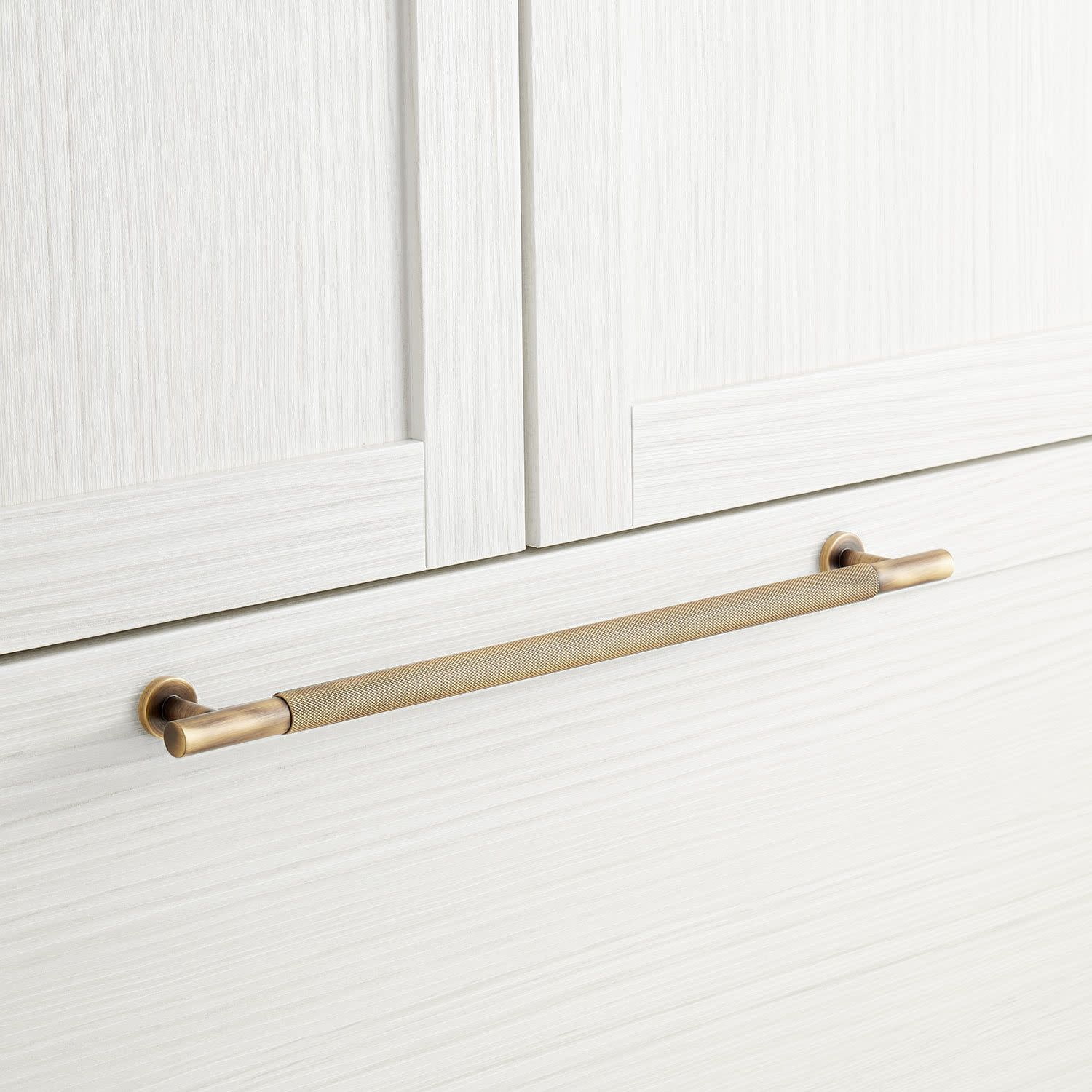 12" Antique Brass Knurled Appliance Pull with Mounting Hardware