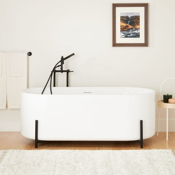 Signature Hardware 953613 Conroy 67" Acrylic Soaking Tub - White / Matte Black