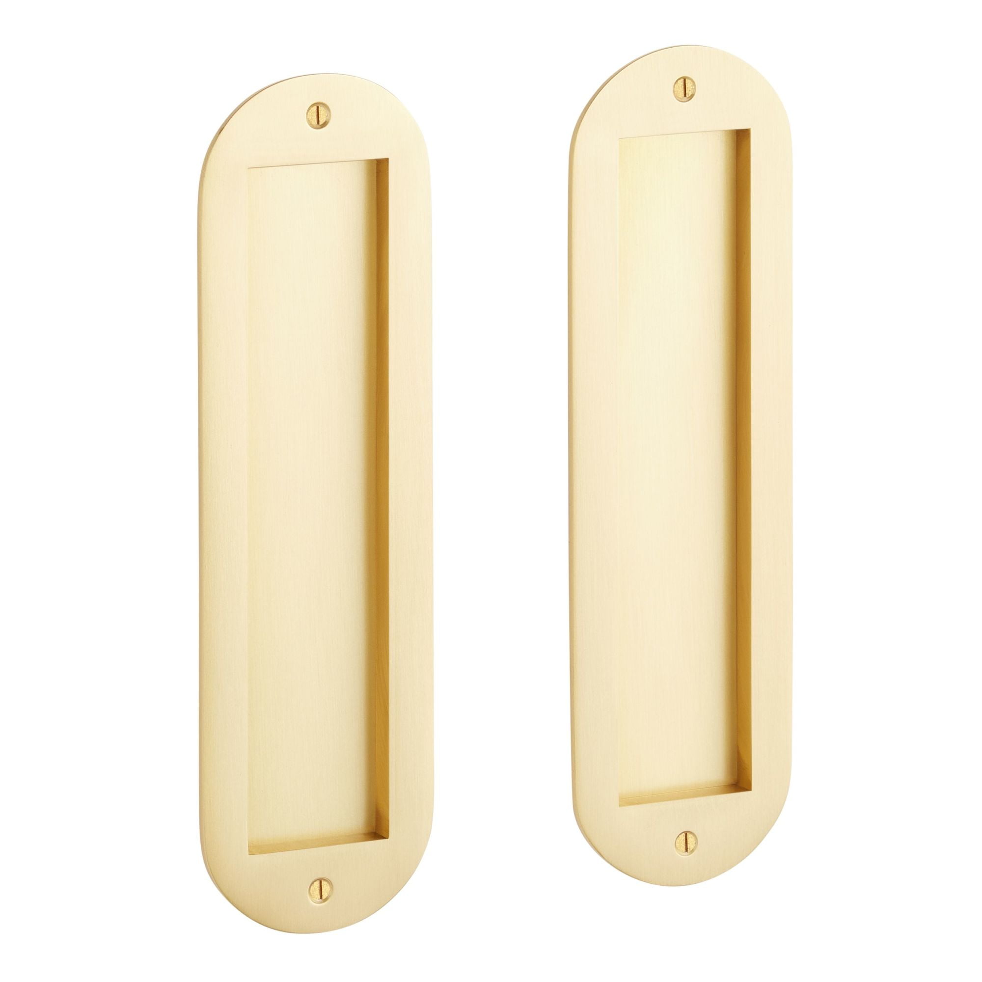 Satin Brass 8.5" Rounded Pop-Out Pocket Door Pull