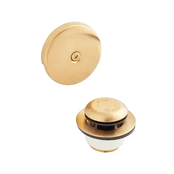 Signature Hardware Alcove Tub Pop-Up Drain & Overflow Cover - Brushed Gold