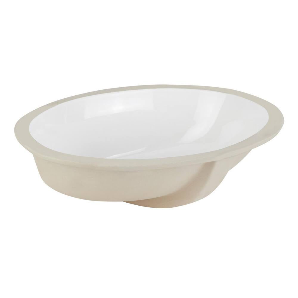 Open Box Signature Hardware SHU1915WH 19" Mangrove White Oval Porcelain Undermount Bathroom Sink