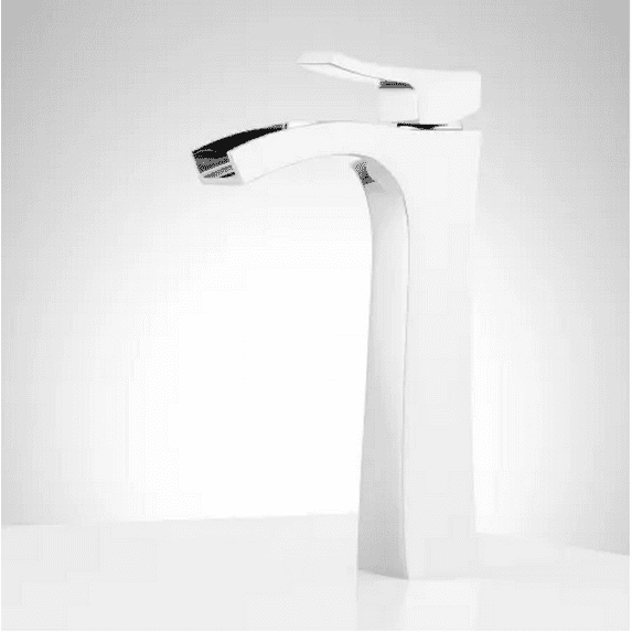 Open Box Signature Hardware SHWSCVL157LZBN Vilamonte 1.2 GPM Vessel Single Hole Bathroom Faucet with Metal Lever Handle and Pop-Up Drain Assembly, Brushed Nickel
