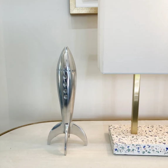 Signature Home Collection Rocket Figurine Decorative Accent - 12" - Silver