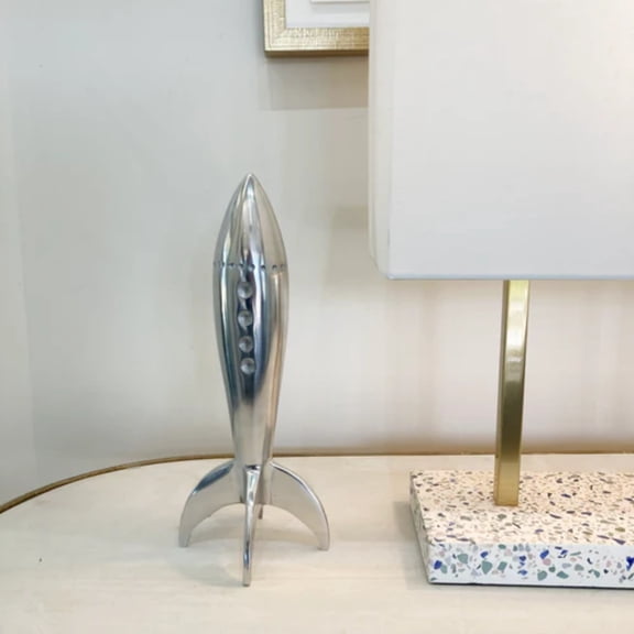 Signature Home Collection Rocket Figurine Decorative Accent - 12" - Silver