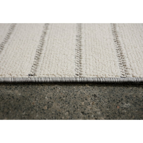 Signature Home Collection 2.5' x 10' Striped Area Throw Rug Runner - Cream and Gray