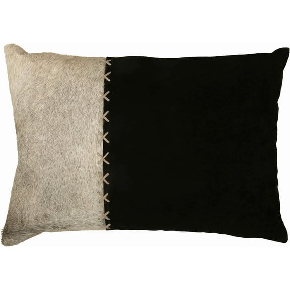 Signature Home Collection 20" Beige and Black Solid Rectangular Throw Pillow