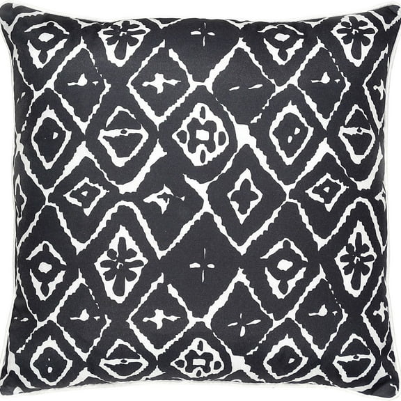 Signature Home Collection 22" Black and White Tribal Square Outdoor Patio Throw Pillow