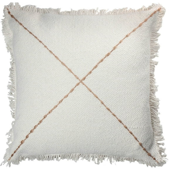 Signature Home Collection 22" Cream White and Ivory Solid Square Throw Pillow
