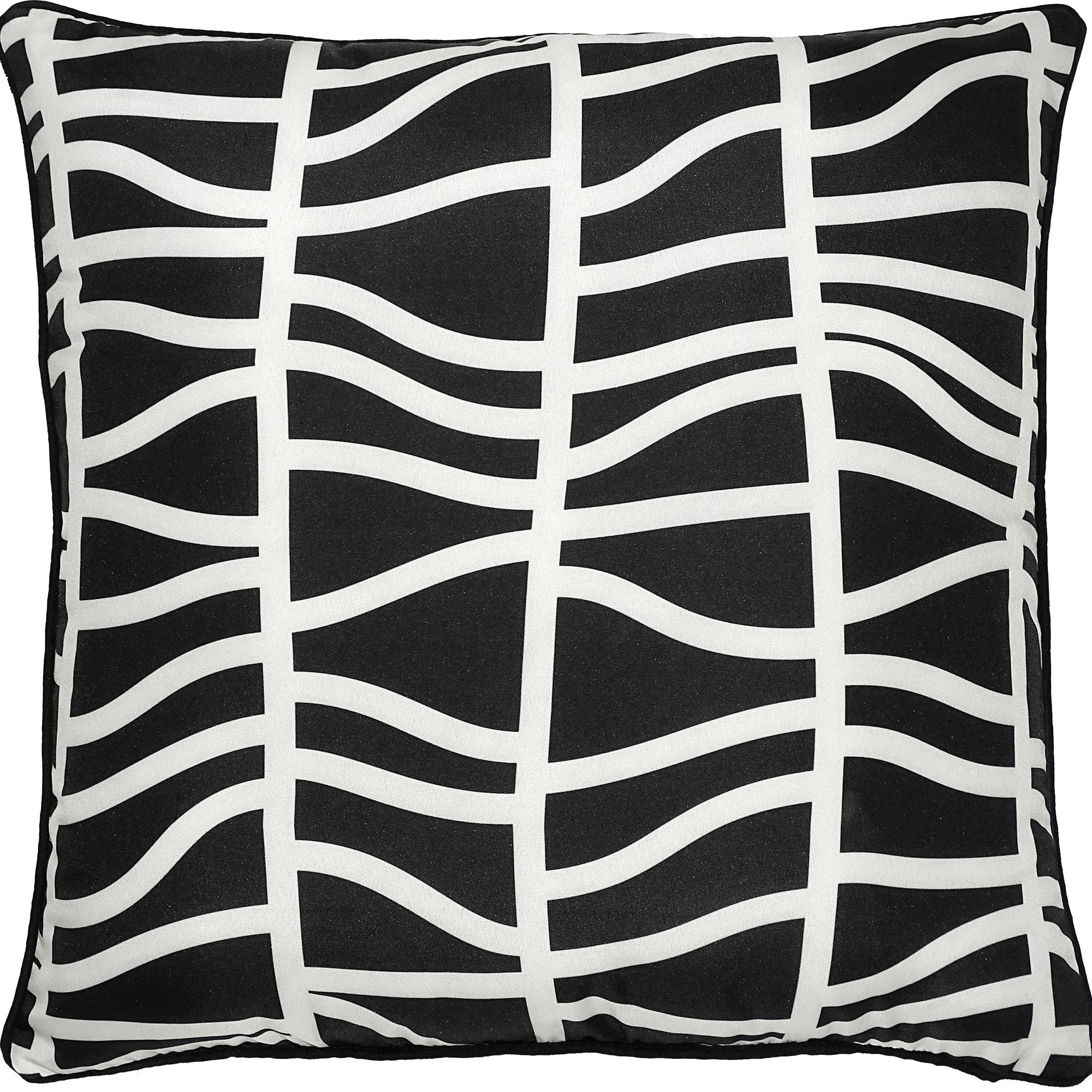 22" Black and White Geometric Square Outdoor Throw Pillow