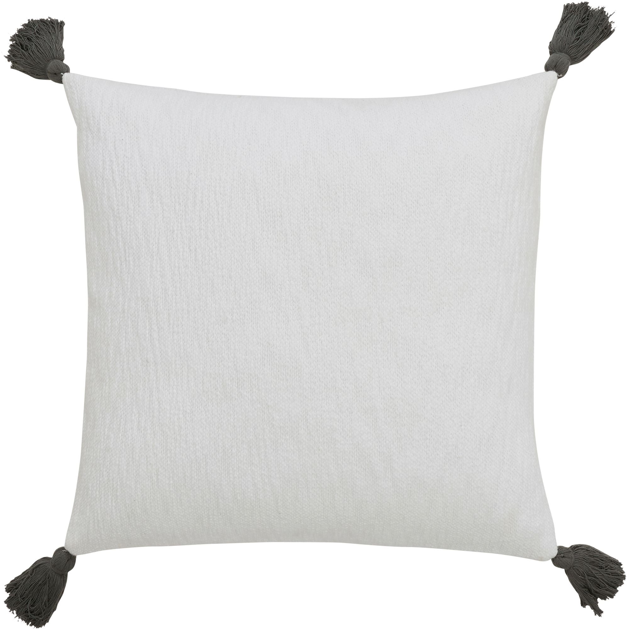 22" White and Gray Cotton Square Throw Pillow