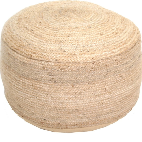 Signature Home Collection 24" Beige Traditional Braided Round Pouf Ottoman