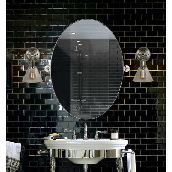 Signature Home Collection Plated Framed Classic Oval Wall Mirror - 30"