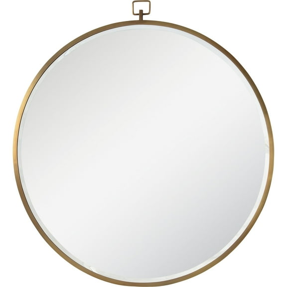 Signature Home Collection 34" Bronze Glass Framed Beveled Round Wall Mirror