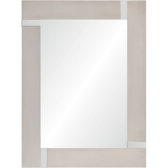 Signature Home Collection 40" Silver and Clear Leaf Finish Framed Rectangular Wall Mirror