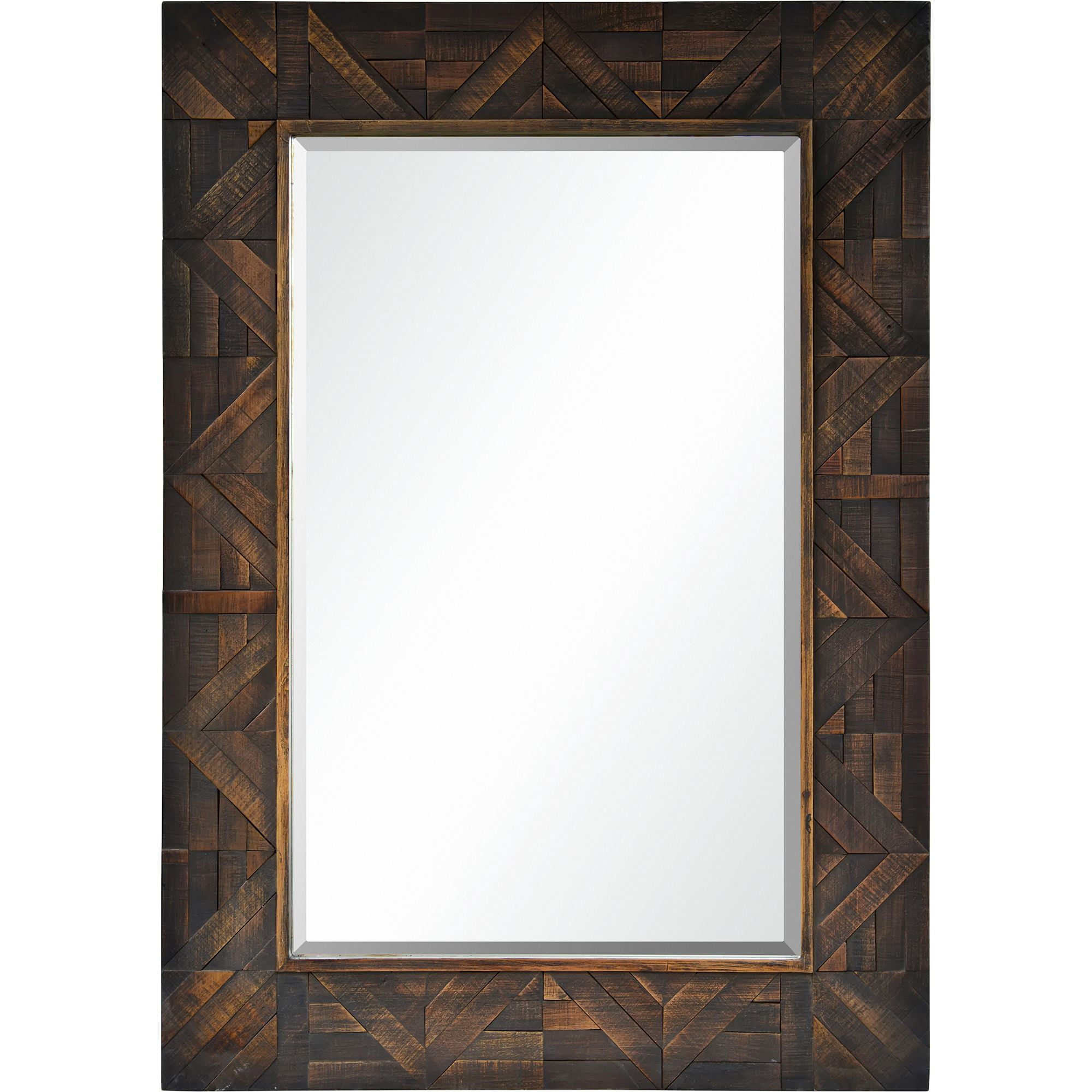 Elegant 42" Dark Brown Beveled Wood Framed Wall Mirror