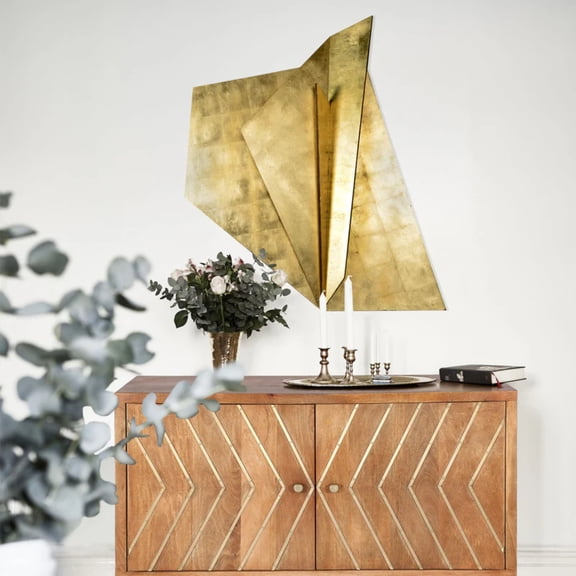 Signature Home Collection Leaf Abstract Geometric Wall Art Sculpture - 45" - Gold Finish