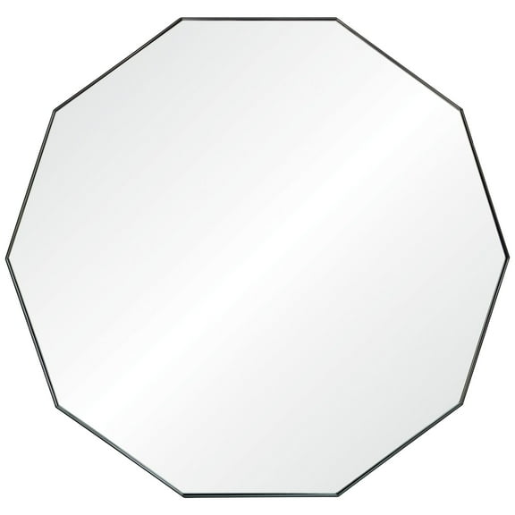 Signature Home Collection 48" Matte Black Angular Framed Decagonal Wall Mirror